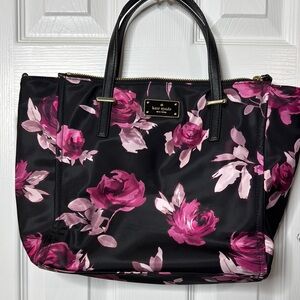 Kate Spade Black and Pink Floral Satchel